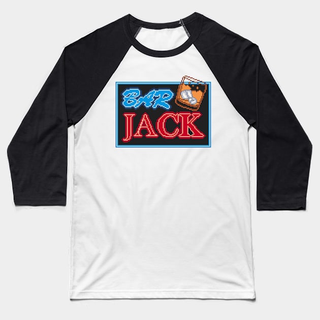 Resident Evil Bar Jack Pixel Art Baseball T-Shirt by AlleenasPixels